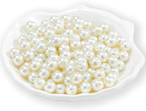 Miniatura 20 de 200 piezas de cuentas de perlas de cristal falsas redondas checas pequeñas con lustre satinado, cuentas separadoras sueltas a granel con agujeros