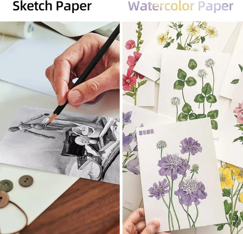 Miniatura 4 de 100 piezas de papel de acuarela de algodón de 8.5 x 11 pulgadas, papel de color de agua grueso de 140 lb/300 GSM, papel de arte blanco para dibujar