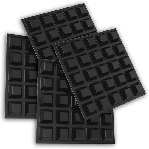 Miniatura 8 de Pies de goma negras (paquete de 53) almohadillas autoadhesivas – Parachoques cuadrados altos adhesivos para electrónica, altavoces, laptop, Negro