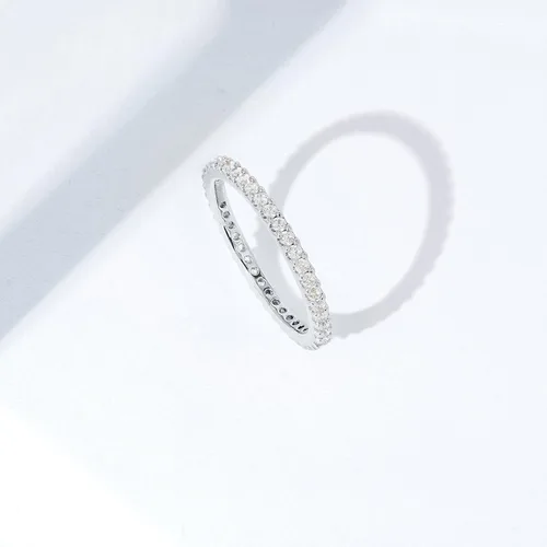 Miniatura 3 de Tienda Essentials Rhodium Plated Single Row Pave Stackable Eternity Ring