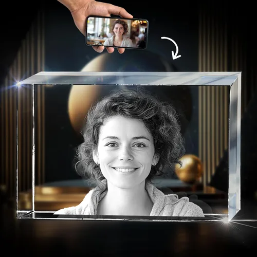 CAPTUR3D Foto de cristal 3D, regalos conmemorativos personalizados para mamá, papá, esposa, hombres, seres queridos, cristal grabado con láser 3D