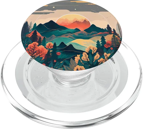 Miniatura 7 de Boho Chic Floral Moon Mountain Forest Nature Retro Flower PopSockets intercambiables PopGrip