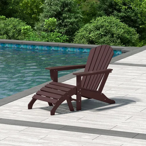 Miniatura 13 de WestinTrends Dylan - Silla Adirondack para exteriores con otomana, juego de 2 piezas, color negro
