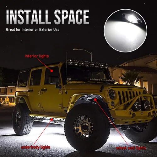 Miniatura 5 de OPP ULITE Kit de Luces LED Blancas para Rocas, 12 Módulos de Iluminación Inferior para Jeep Todoterreno Camión Automóvil ATV SUV Barco Motocicleta