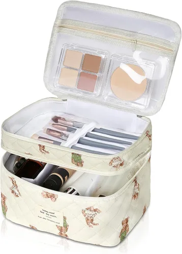 Miniatura 34 de Gosect Bolsa de maquillaje grande, bonita bolsa de cosméticos para mujeres y niñas, bolsa de aseo estética de coqueta floral, bolsa organizadora