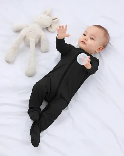 Miniatura 5 de Pijama de rayón con pies para bebé con puños de manopla, mameluco suave de manga larga de 0 a 18 meses