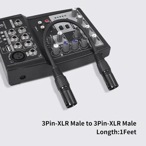 Miniatura 7 de Paquete de 2 cables de micrófono XLR macho a macho de 3 pines, cable de audio equilibrado profesional con cobre sin oxígeno, conectores chapados