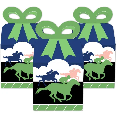 Miniatura 2 de Big Dot of Happiness Kentucky Horse Derby - Cajas de regalo cuadradas - Cajas de lazo para fiesta de carreras de caballos - Juego de 12