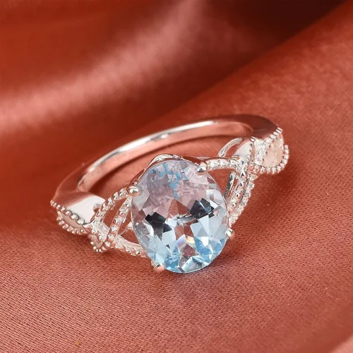 Miniatura 5 de Compra hermosos anillos de compromiso LC para mujer, piedra de topacio azul, plata de ley 925, piedra natal de amor, Metal, Topacio