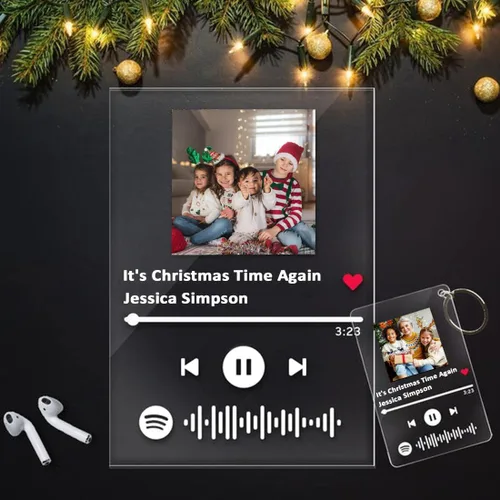 Miniatura 4 de NOVASGAFF Regalo de foto personalizado, álbum de música, placa de vidrio acrílico personalizada con imagen, canción favorita personalizada con foto