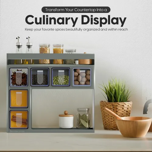 Miniatura 2 de Organizador de especias para gabinete: solución de almacenamiento para ahorrar espacio en la cocina, soporte de pared o organizador de encimera
