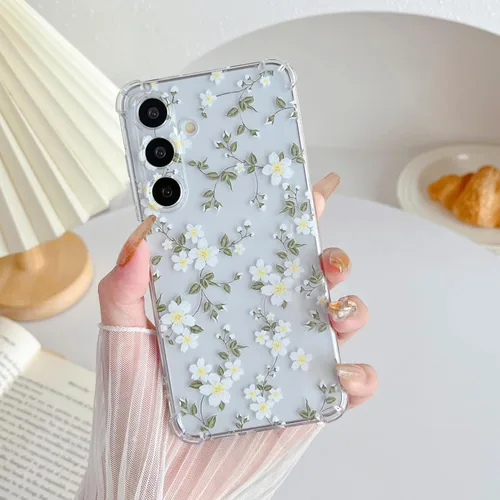 Miniatura 9 de ZTOFERA Funda transparente para Samsung Galaxy S24 con bonito patrón de flores para mujeres y niñas, funda protectora a prueba de golpes, delgada
