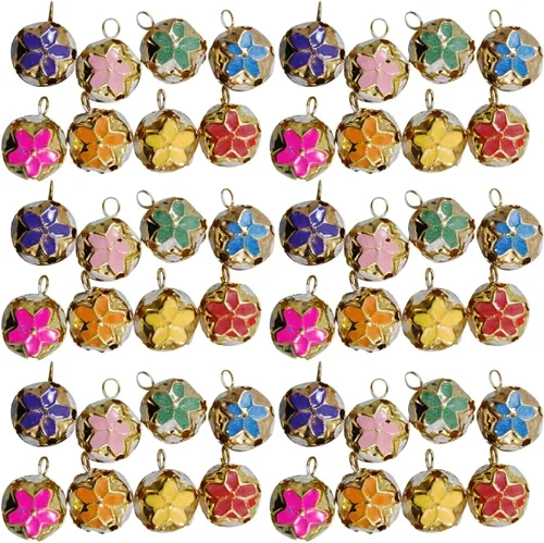 EXCEART Bell Accessories - 100 campanas pequeñas para manualidades, dije de flor de cerezo, campanas plateadas para llavero, mochila, colgante,