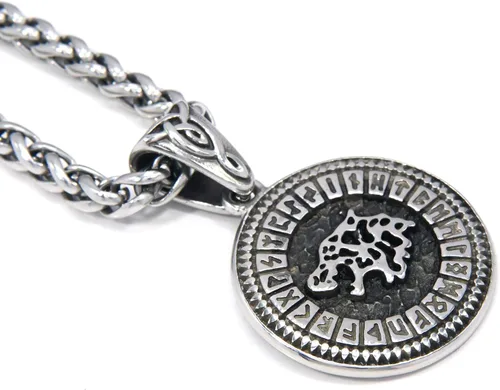 Miniatura 2 de BAVIPOWER Collar con colgante de runa de lobo vikingo Fenrir de 0.157 in, cadena de quilla de acero inoxidable, joyería pagana Asatru para hombres