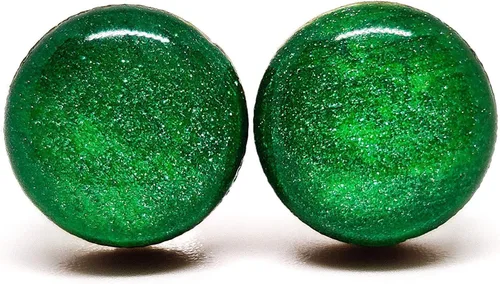 Miniatura 22 de Juego de Aretes de Tuercas, Brillo, 10 mm, Tuercas Redondas para Mujeres, Niñas y Hombres, Hecho a Mano, Postes de Acero Inoxidable para Orejas