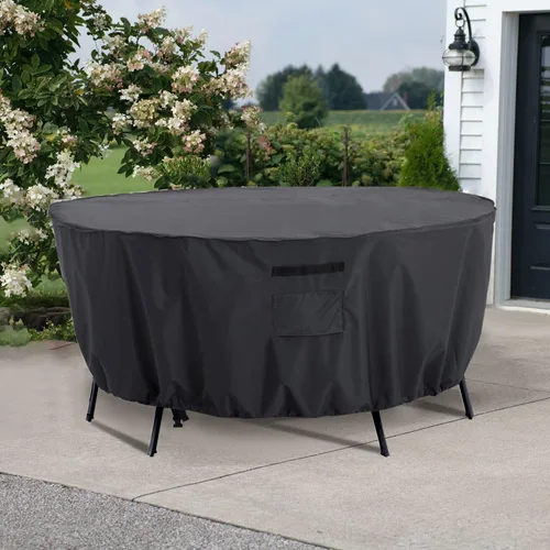 Miniatura 7 de Tempera - Funda redonda para muebles de patio - Funda para mesa al aire libre y juego de sofá seccional - Resistente al desgarro, anti-UV e Gris