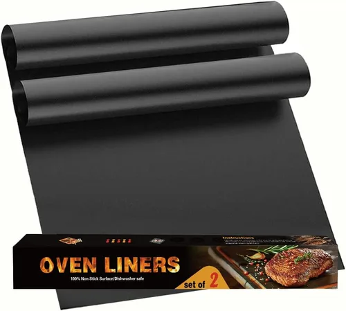 Revestimientos para horno para la parte inferior del horno, paquete de 2 tapetes grandes gruesos resistentes 100% antiadherentes reutilizables de