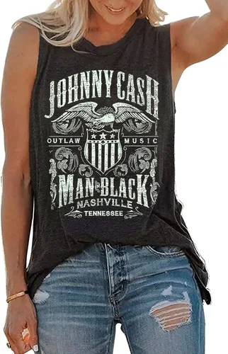 Camiseta sin mangas con diseño de música country para mujer, estilo vintage de Nashville Tennessee con gráficos, de verano, casual, para vacaciones
