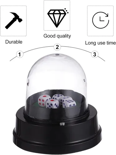 Miniatura 5 de Toddmomy Juego de dados automáticos de la suerte, juego de dados eléctricos con 5 dados para juegos de fiesta KTV Pub Bar Party Gam, sin batería