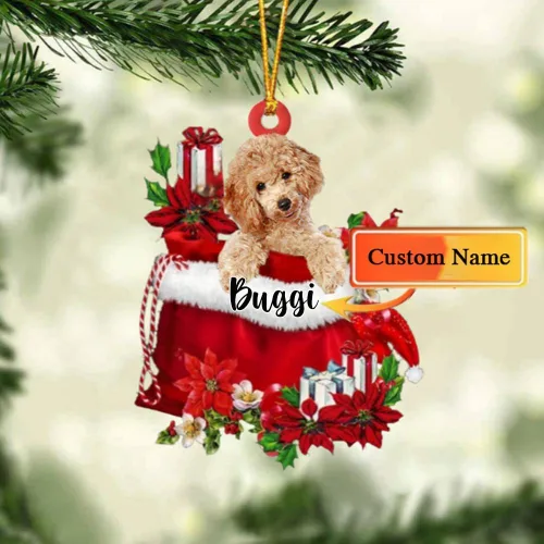 Miniatura 90 de Perro Akita Inu personalizado en bolsa de regalo, adorno de Navidad, nombre personalizado, regalo para amantes de los perros, familia, Navidad