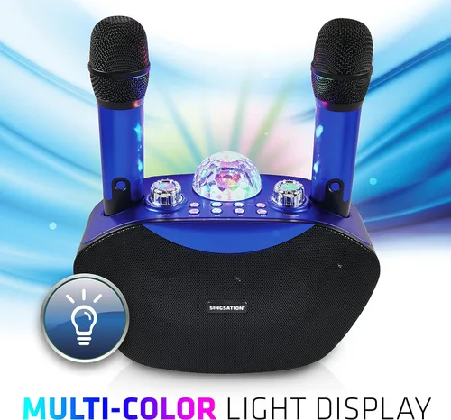 Miniatura 5 de Máquina de karaoke Singsation, sistema portátil Bluetooth 5.0 para casa, para niños y adultos, 2 micrófonos inalámbricos, efectos de sonido