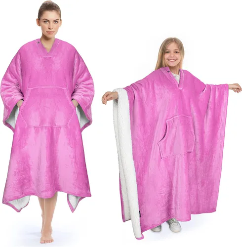 Miniatura 7 de Tirrinia Poncho Blanket Super Soft Comfy Plush Wearable Fleece 2-in-1 Blanket for Adult Women Men Kids