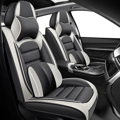 Miniatura 12 de Fundas de asiento para Chevrolet Chevy Aveo 2004-2011, funda de asiento de automóvil de piel sintética, compatible con bolsa de aire, protector