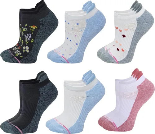 Miniatura 6 de Dr. Motion 6 pares de calcetines de compresión transpirables acolchados de corte bajo para mujer