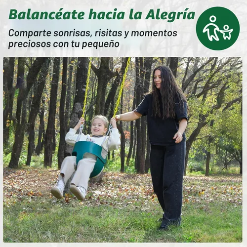 Miniatura 5 de Asiento de columpio para niño con respaldo alto y cadenas revestidas amarillas, totalmente montado, accesorios para columpio para bebés Verde