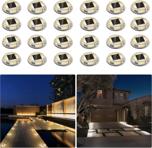 Miniatura 12 de Luces Solares para Entrada de Vehículos Luces de Muelle Impermeables Paquete de 4, 2 Colores en 1, Luces LED Solares de Cubierta para Exteriores