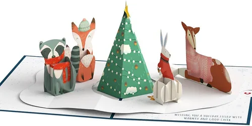 Miniatura 5 de Lovepop Tarjeta desplegable de Navidad para ella y él, tarjetas de felicitación 3D para hombres, mujeres, reunión de bosques, tarjeta de 5 x 7
