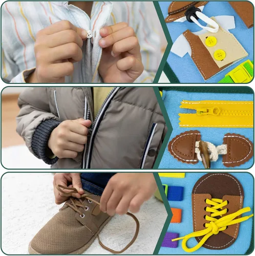 Miniatura 7 de BONNYCO Tablero Ocupado para Animales de 1 Año. Libro Ocupado Montessori para Niños Pequeños 1-3 2-4, Libro Silencioso de Fieltro para Bebé.