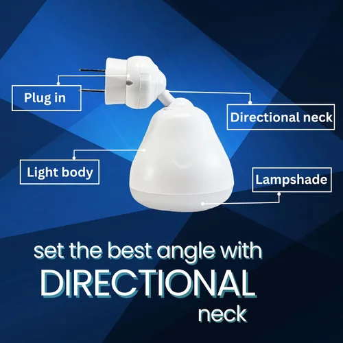 Miniatura 2 de Luz de sensor de noche brillante LED Sensor de movimiento y luz Toma de corriente alterna enchufable cuello flexible giratorio PIR lámpara