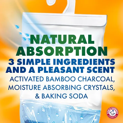 Miniatura 5 de Arm & Hammer Essentials - Absorbedor de humedad colgante y eliminador de olores, 17.5 onzas, paquete de 3, lino fresco, absorbentes de humedad