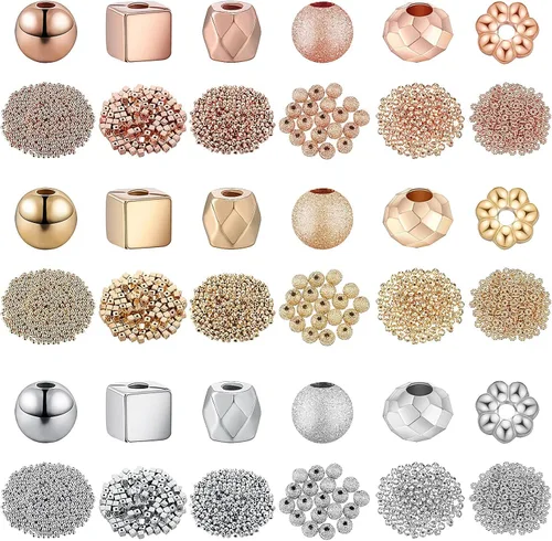 Hicarer 3660 cuentas espaciadoras surtidas, cubos de Rondelle facetados, columna cuadrada, flor redonda esmerilada, cuentas espaciadoras sueltas,