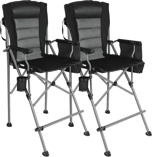 Miniatura 11 de REDCAMP Silla de campamento alta de gran tamaño para adultos, silla de directores plegable portátil de 330 libras, taburete plegable de altura