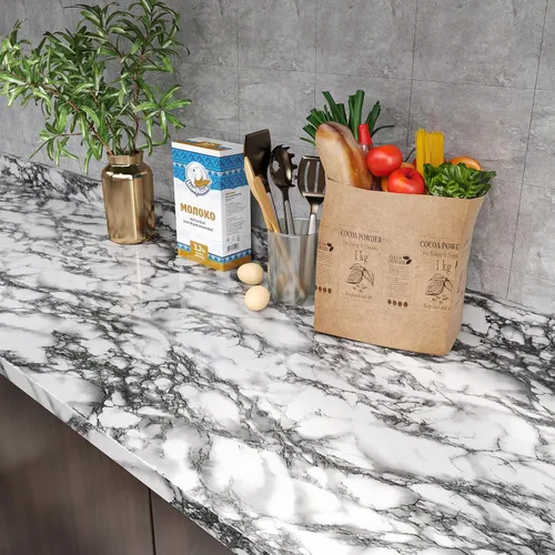 Miniatura 3 de Yenhome Papel de contacto de mármol para encimeras de 17.7 x 118 pulgadas, papel adhesivo impermeable para encimeras de baño, cocina, papel tapiz