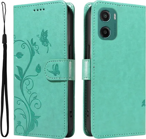 Miniatura 66 de Funda para Motorola Moto E22/E22i, piel sintética, con tarjetero y correa para la muñeca, a prueba de golpes, funda magnética para Motorola Moto Rojo