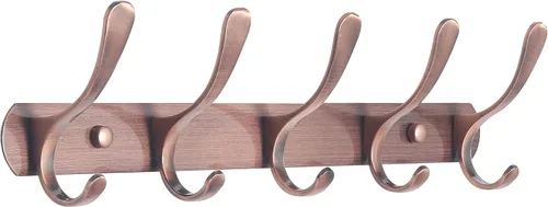 Miniatura 8 de SKOLOO Perchero de pared moderno, perchero de pared de metal con 5 ganchos, resistente riel de pared para colgar abrigos, chaquetas, ropa, Negro