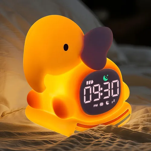 Miniatura 16 de Yiliaw Reloj despertador para niños con luz nocturna, reloj de entrenamiento para dormir, reloj de hora de despertar, luz de silicona recargable