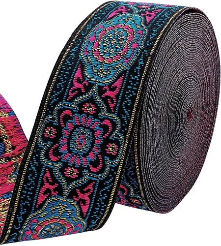PH PandaHall 7 yardas de cinta jacquard vintage de 1 1/4 pulgadas con ribete tejido bordado, cinta floral, ribete de tela, franja boho, cinta persa