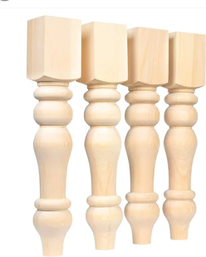 CAROLINA LEG CO. Curvy Chunky Farmhouse Dining Table Legs Set - Handmade in USA - DIY Furniture - Turned Wooden Legs - Set of 4 - Dimensions: 5" x