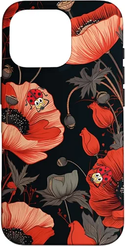 Miniatura 19 de Funda para iPhone 11 Poppy Flower Ladybug Red & Black