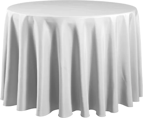 Miniatura 12 de Mantel redondo marfil Poliéster lavable Resistente a las arrugas 120 pulgadas Mantel de mesa de alta calidad para vacaciones, bodas, fiestas