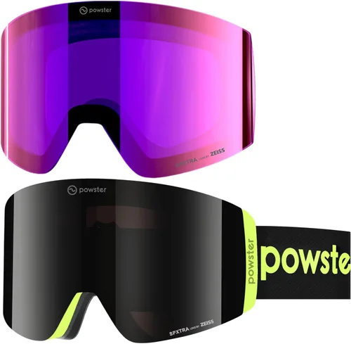 Miniatura 20 de Powster - Gafas de esquí OTG, gafas de snowboard magnéticas, lente intercambiable sin marco, protección UV, antiniebla, para patinaje móvil