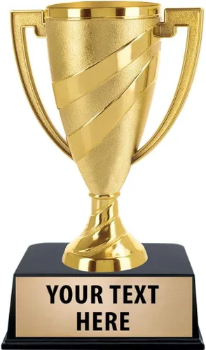 Crown Awards Trofeos de copa de oro con grabado personalizado, trofeo de logro de copa de remolino dorado personalizado de 6.75 pulgadas en base