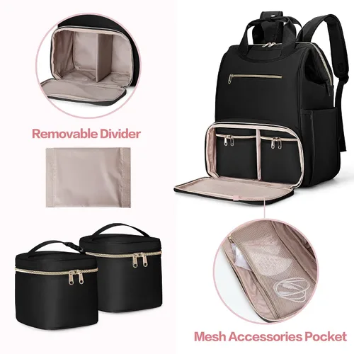 Miniatura 4 de Fasrom Mochila portátil para extractor de leche con enfriador y bolsa, compatible con bombas manos libres Momcozy Medela y Elvie, color negro