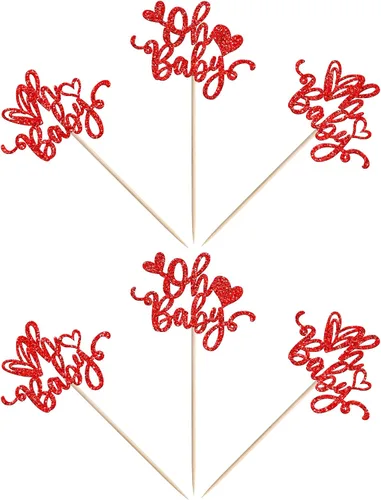 Miniatura 3 de 24 piezas de decoración para cupcakes con purpurina para el día de San Valentín, dulce amor, corazón, Oh Baby para magdalenas, temática del día