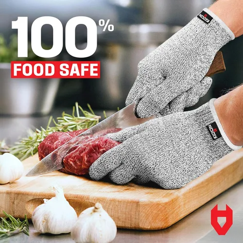 Miniatura 4 de NoCry Guantes resistentes a cortes con puntos de agarre, guantes de corte transpirables y ligeros para chefs - Ambidiestros - Ideal para cortar