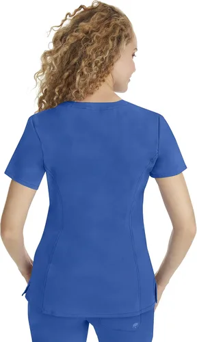 Miniatura 2 de healing hands Ropa quirúrgica superior de 3 bolsillos con cuello en V 2278 Jasmin para mujer, camiseta médica de etiqueta morada para mujer